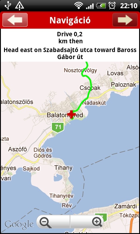 Balatoni elsősegélynyújtó pontjai Androidon