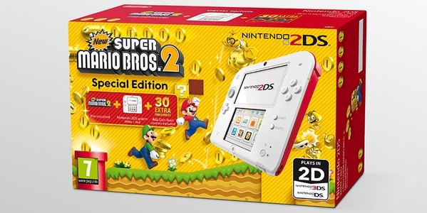 Fehér-piros Nintendo 2DS-t csomagolnak össze a New Super Mario Bros. 2-vel