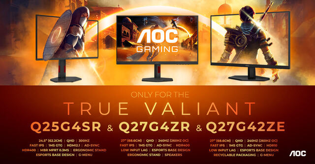 Három AOC Gaming gamer monitor a 240 Hz feletti tartományból megfizethető áron