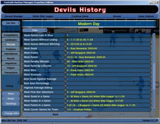 NHL Eastside Hockey Manager