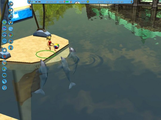 Az a piros kislány ugráltatja a delfineket.