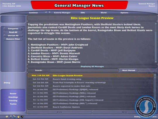 NHL: Eastside Hockey Manager 2005