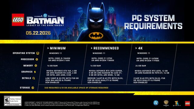 Frissült a LEGO Batman: Legacy of the Dark Knight hivatalos gépigénye, sikerült jobban optimalizálni a játékot