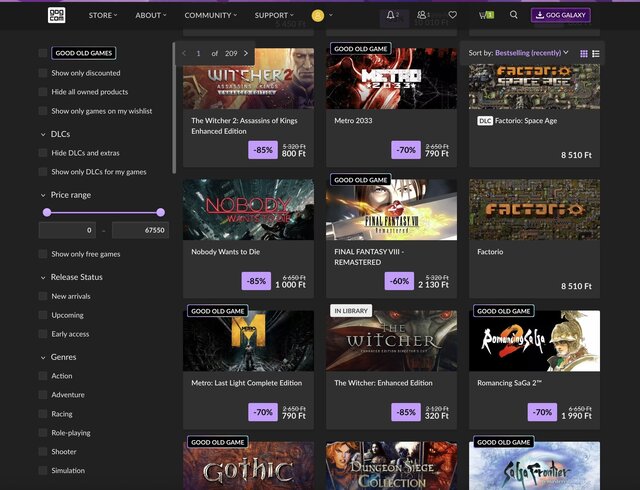 Mostantól forintban is fizethetsz a GOG játékaiért